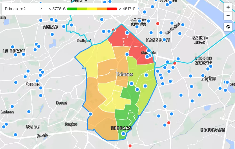 habiter talence prix moyen m&sup2; par quartier en 2026